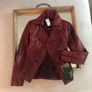 NWT Burgundy leather jacket